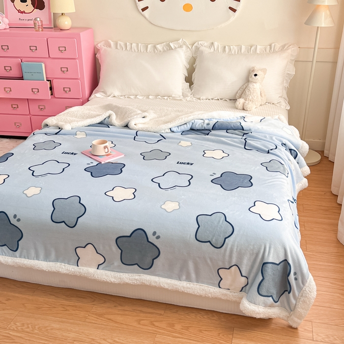 91家纺网 家纺一手货源 找家纺 川悦生活 2025新款牛奶绒羊羔绒毯子毛毯 毛毯天空星系