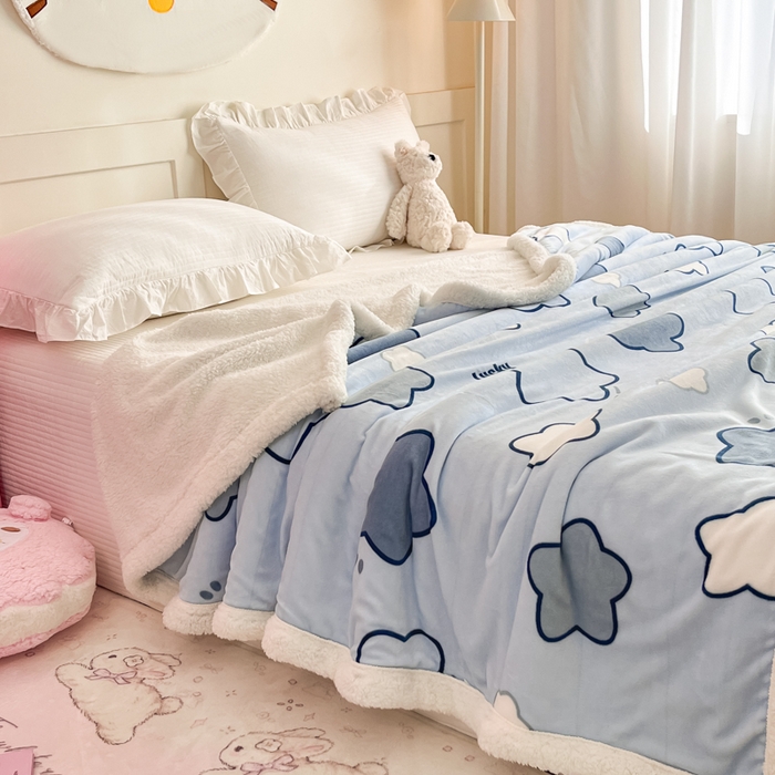 91家纺网 家纺一手货源 找家纺 川悦生活 2025新款牛奶绒羊羔绒毯子毛毯 毛毯天空星系