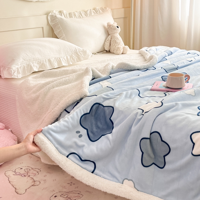 91家纺网 家纺一手货源 找家纺 川悦生活 2025新款牛奶绒羊羔绒毯子毛毯 毛毯天空星系