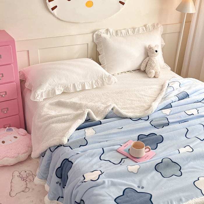 91家纺网 家纺一手货源 找家纺 川悦生活 2025新款牛奶绒羊羔绒毯子毛毯 毛毯天空星系