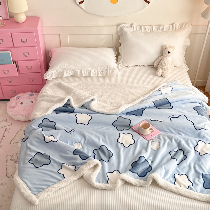 91家纺网 家纺一手货源 找家纺 川悦生活 2025新款牛奶绒羊羔绒毯子毛毯 毛毯天空星系