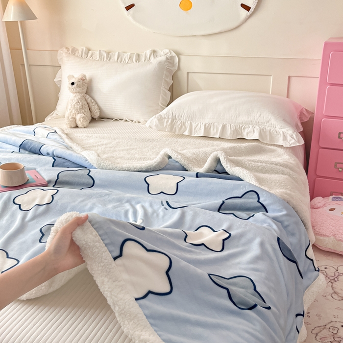 91家纺网 家纺一手货源 找家纺 川悦生活 2025新款牛奶绒羊羔绒毯子毛毯 毛毯天空星系