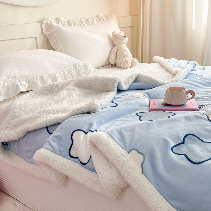 91家纺网 家纺一手货源 找家纺 川悦生活 2025新款牛奶绒羊羔绒毯子毛毯 毛毯天空星系