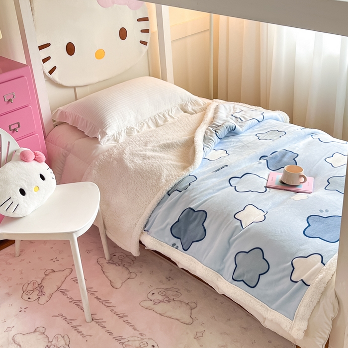 91家纺网 家纺一手货源 找家纺 川悦生活 2025新款牛奶绒羊羔绒毯子毛毯 毛毯天空星系