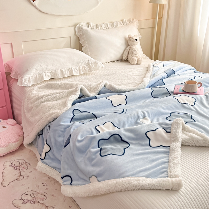 91家纺网 家纺一手货源 找家纺 川悦生活 2025新款牛奶绒羊羔绒毯子毛毯 毛毯天空星系