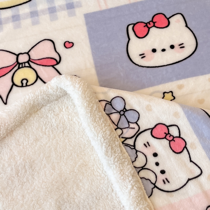 91家纺网 家纺一手货源 找家纺 川悦生活 2025新款牛奶绒羊羔绒毯子毛毯 毛毯甜茶小猫