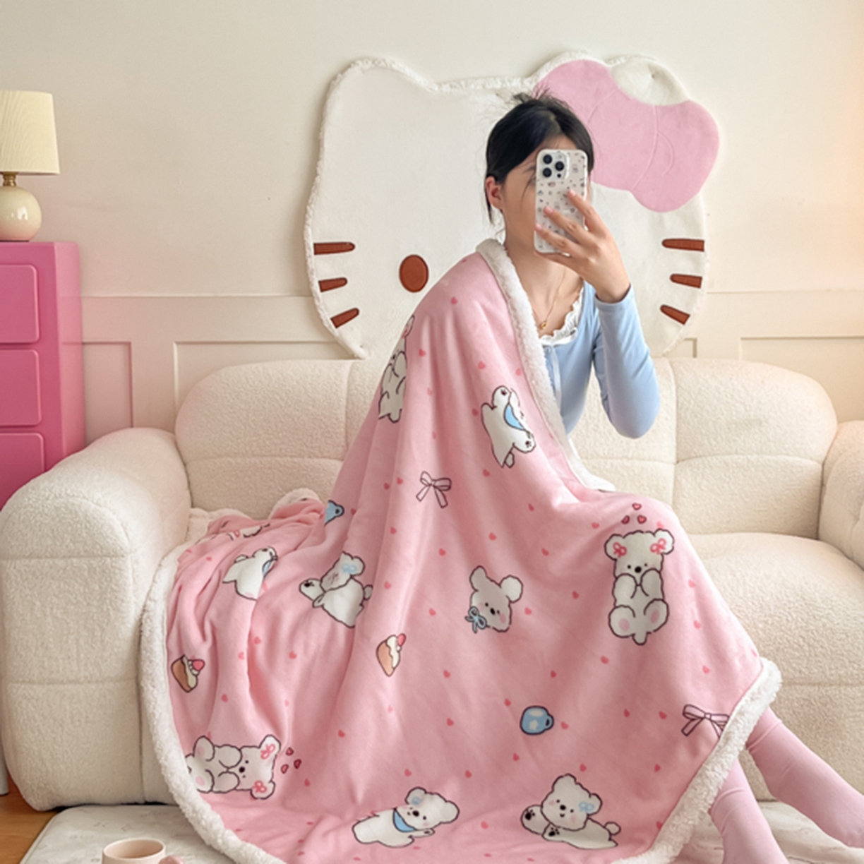 91家纺网 家纺一手货源 找家纺 川悦生活 2025新款牛奶绒羊羔绒毯子毛毯 毛毯甜蜜小狗