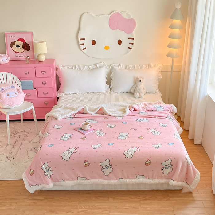 91家纺网 家纺一手货源 找家纺 川悦生活 2025新款牛奶绒羊羔绒毯子毛毯 毛毯甜蜜小狗