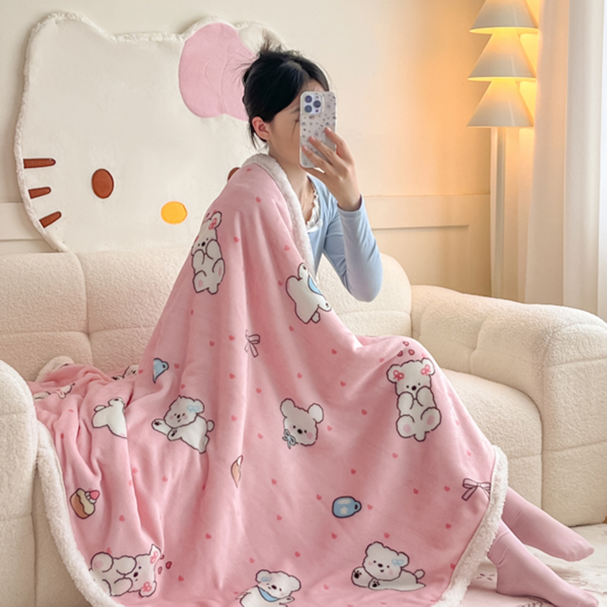 91家纺网 家纺一手货源 找家纺 川悦生活 2025新款牛奶绒羊羔绒毯子毛毯 毛毯甜蜜小狗