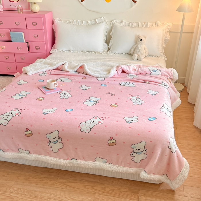 91家纺网 家纺一手货源 找家纺 川悦生活 2025新款牛奶绒羊羔绒毯子毛毯 毛毯甜蜜小狗