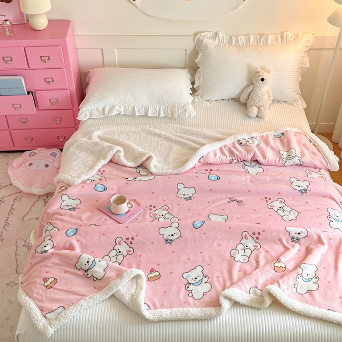 91家纺网 家纺一手货源 找家纺 川悦生活 2025新款牛奶绒羊羔绒毯子毛毯 毛毯甜蜜小狗