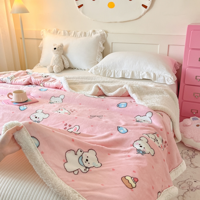 91家纺网 家纺一手货源 找家纺 川悦生活 2025新款牛奶绒羊羔绒毯子毛毯 毛毯甜蜜小狗