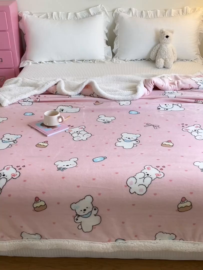 91家纺网 家纺一手货源 找家纺 川悦生活 2025新款牛奶绒羊羔绒毯子毛毯 毛毯甜蜜小狗