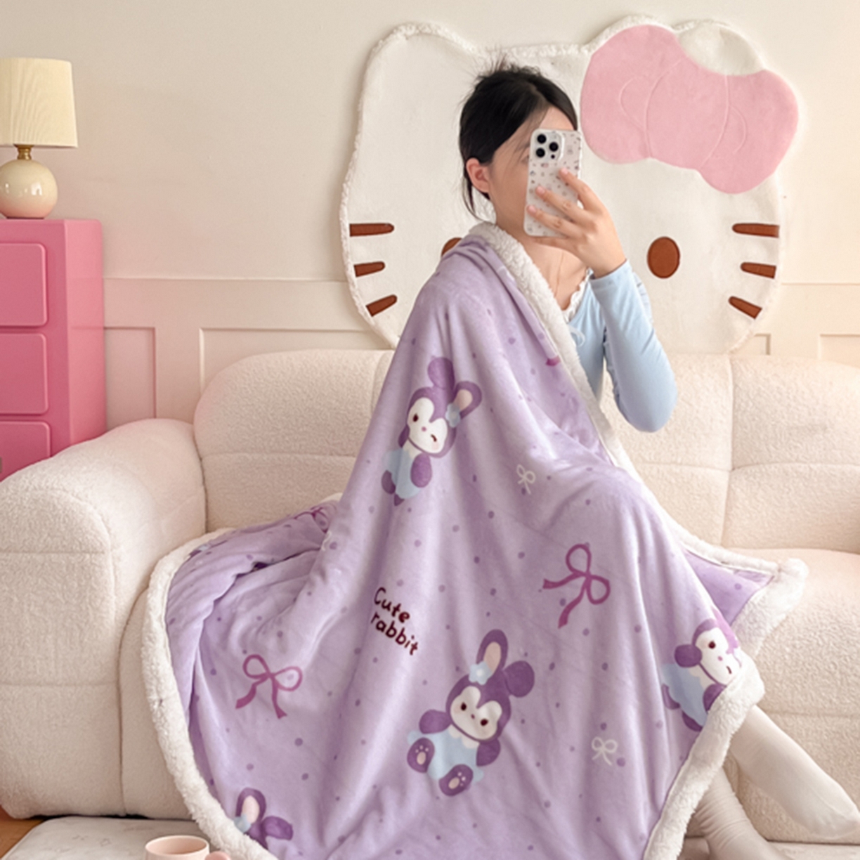 91家纺网 家纺一手货源 找家纺 川悦生活 2025新款牛奶绒羊羔绒毯子毛毯 毛毯香芋奶茶