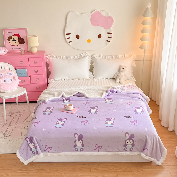 91家纺网 家纺一手货源 找家纺 川悦生活 2025新款牛奶绒羊羔绒毯子毛毯 毛毯香芋奶茶