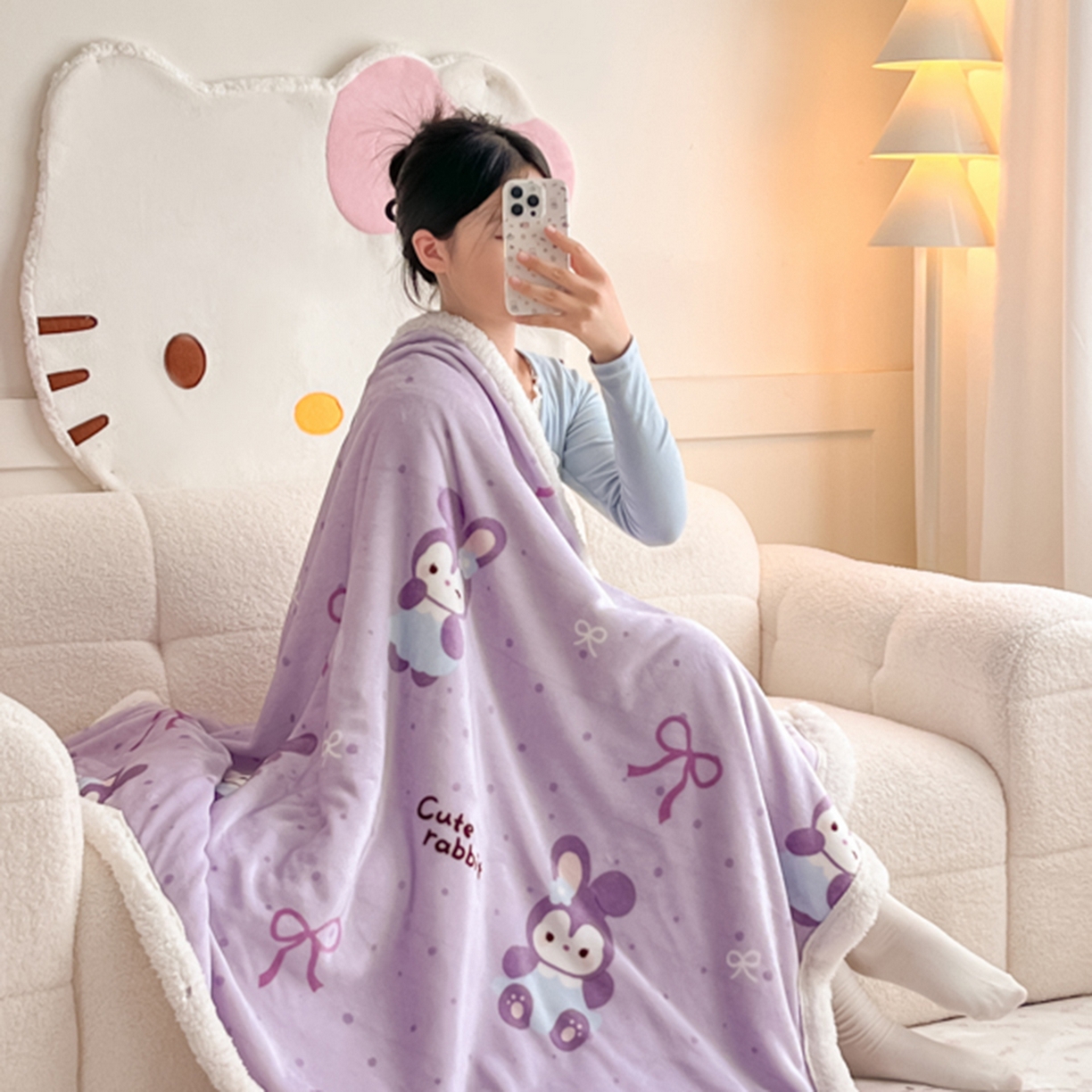 91家纺网 家纺一手货源 找家纺 川悦生活 2025新款牛奶绒羊羔绒毯子毛毯 毛毯香芋奶茶