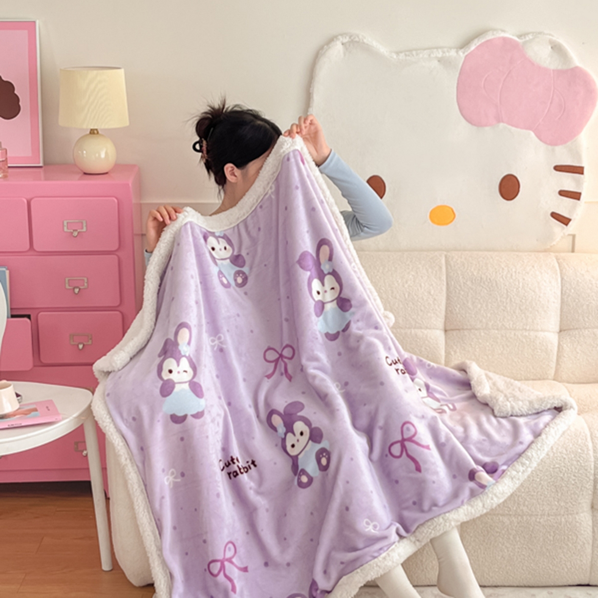 91家纺网 家纺一手货源 找家纺 川悦生活 2025新款牛奶绒羊羔绒毯子毛毯 毛毯香芋奶茶