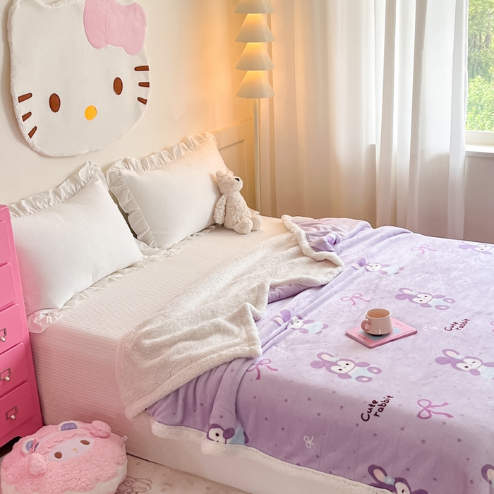 91家纺网 家纺一手货源 找家纺 川悦生活 2025新款牛奶绒羊羔绒毯子毛毯 毛毯香芋奶茶