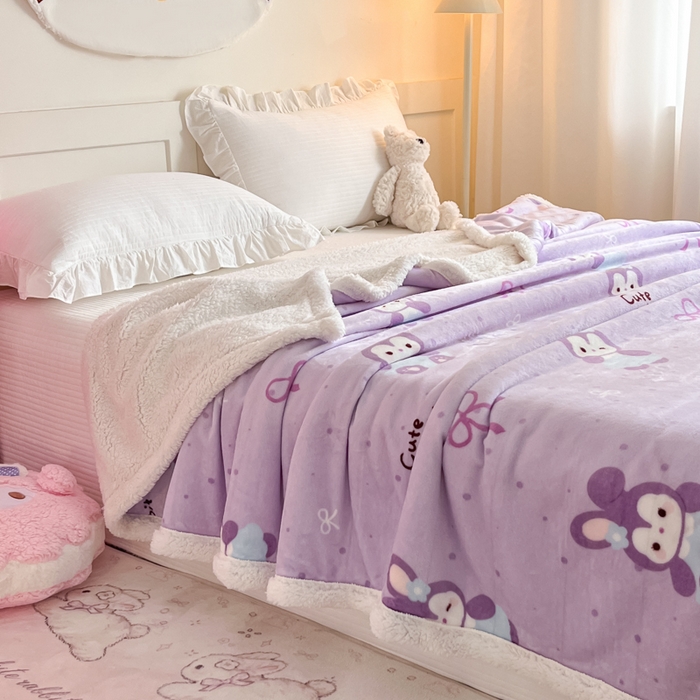 91家纺网 家纺一手货源 找家纺 川悦生活 2025新款牛奶绒羊羔绒毯子毛毯 毛毯香芋奶茶