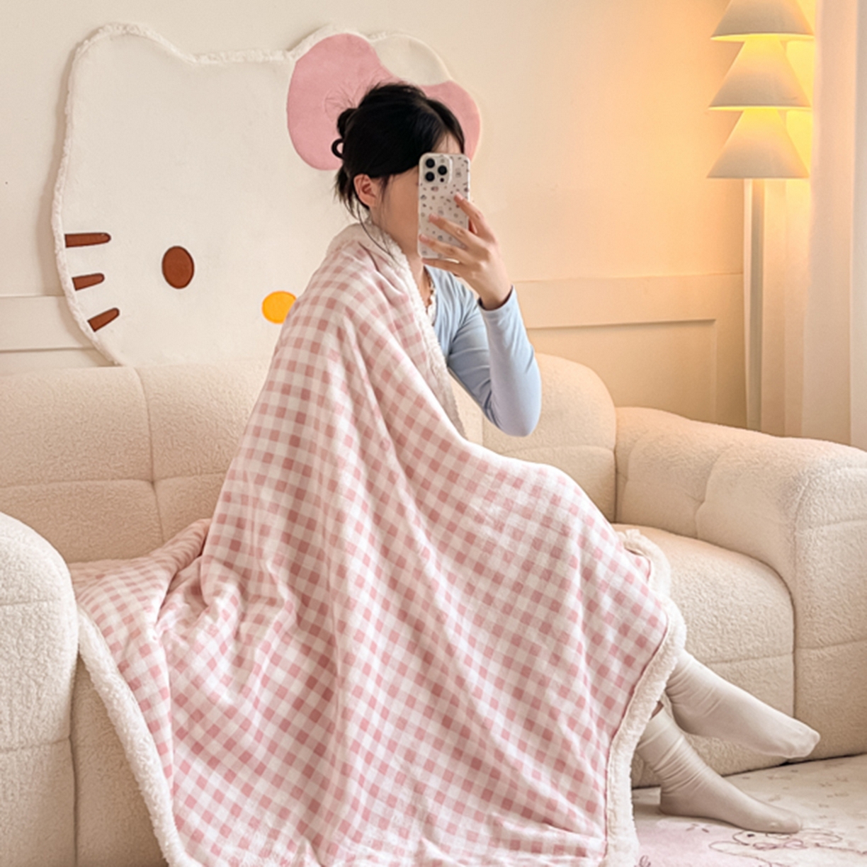 91家纺网 家纺一手货源 找家纺 川悦生活 2025新款牛奶绒羊羔绒毯子毛毯 毛毯小屋格格奶粉