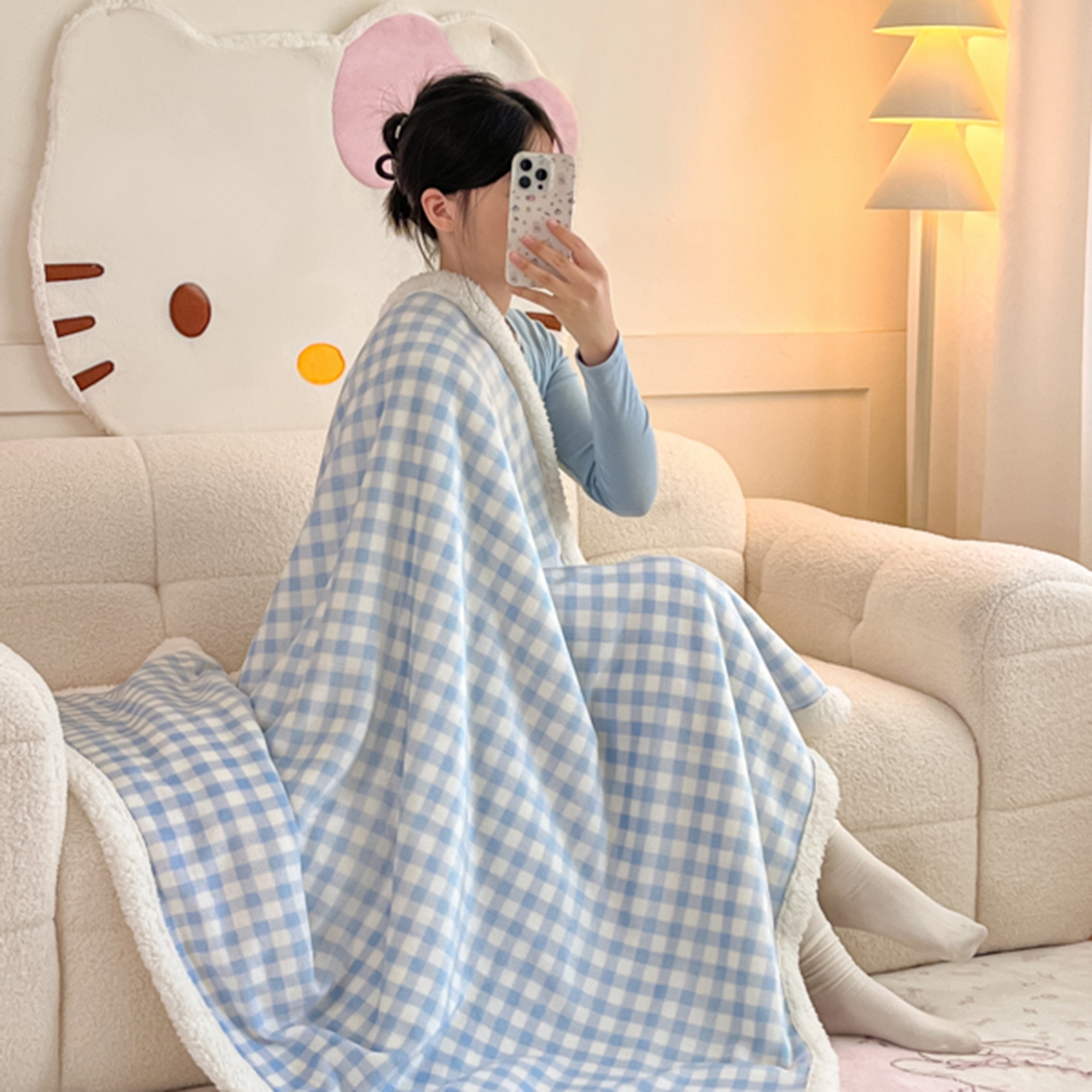 91家纺网 家纺一手货源 找家纺 川悦生活 2025新款牛奶绒羊羔绒毯子毛毯 毛毯小屋格格奶蓝