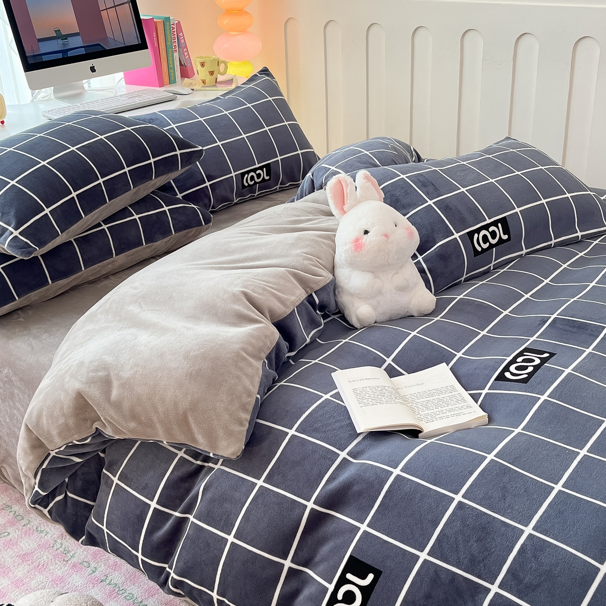 91家纺网 家纺一手货源 找家纺 启发 2025新款高克重小清新牛奶绒印花四件套 酷格