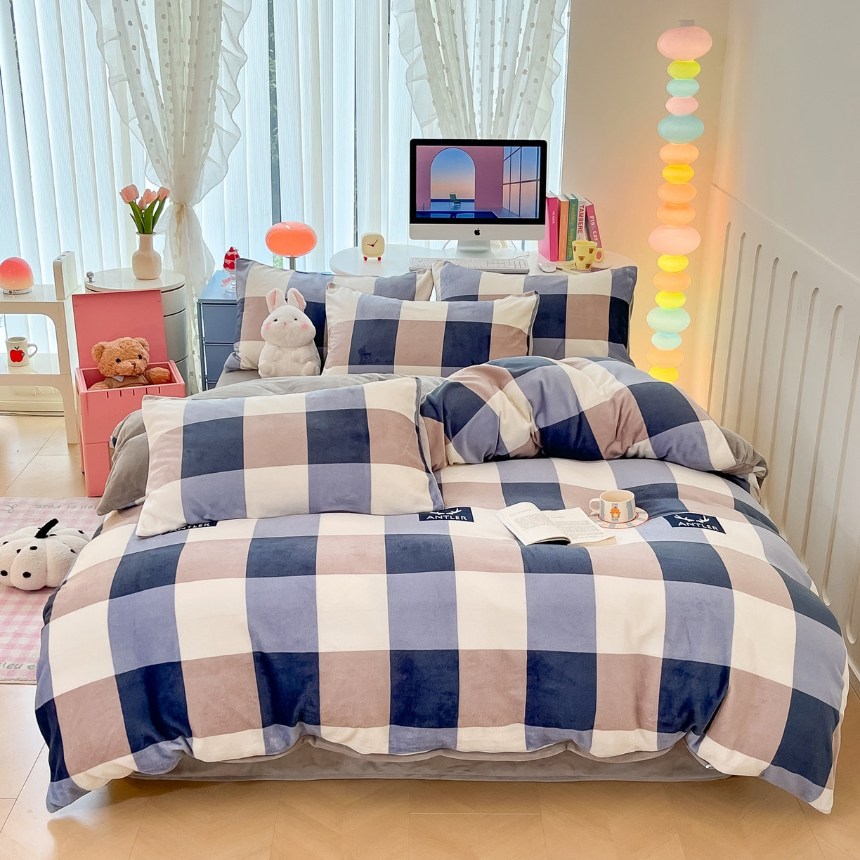 91家纺网 家纺一手货源 找家纺 启发 2025新款高克重小清新牛奶绒印花四件套 梦鹿