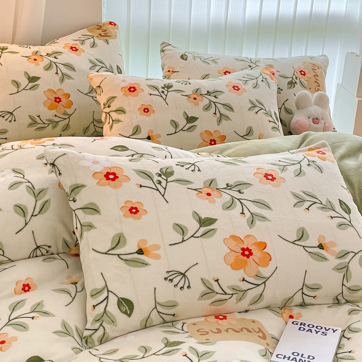 91家纺网 家纺一手货源 找家纺 启发 2025新款高克重小清新牛奶绒印花四件套 抒情花季