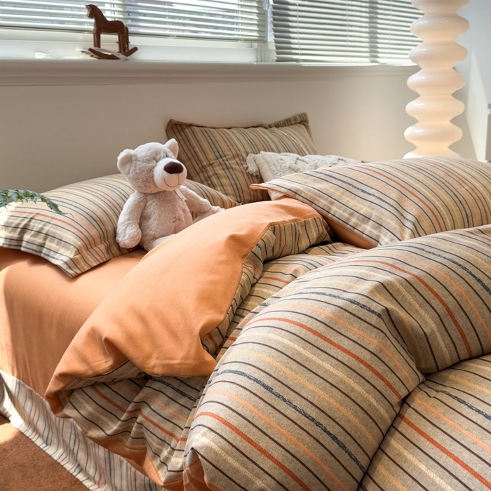 棉生活家纺 2025新款铂金磨毛单被套 被套单件-第二批 莫卡迪-桔