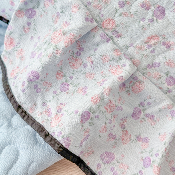 91家纺网 家纺一手货源 找家纺 小萌虎 2025新款A类云感原麻双层纱花边床盖四件套 兰黛【花边款】