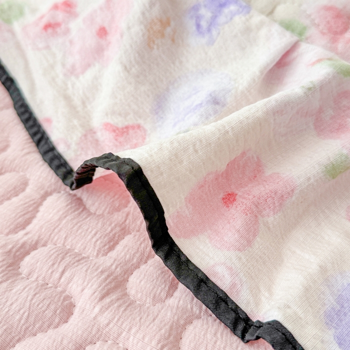 91家纺网 家纺一手货源 找家纺 小萌虎 2025新款A类云感原麻双层纱花边床盖四件套 漫花【花边款】