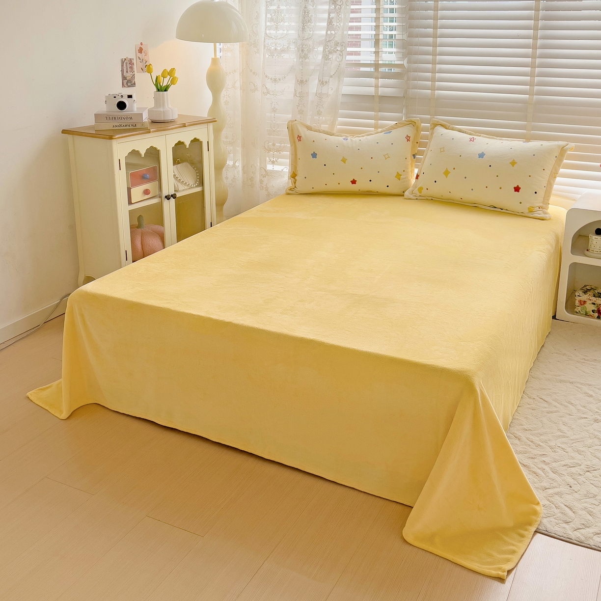 91家纺网 家纺一手货源 找家纺 启发 2025新款高克重小清新牛奶绒印花四件套 童话星空