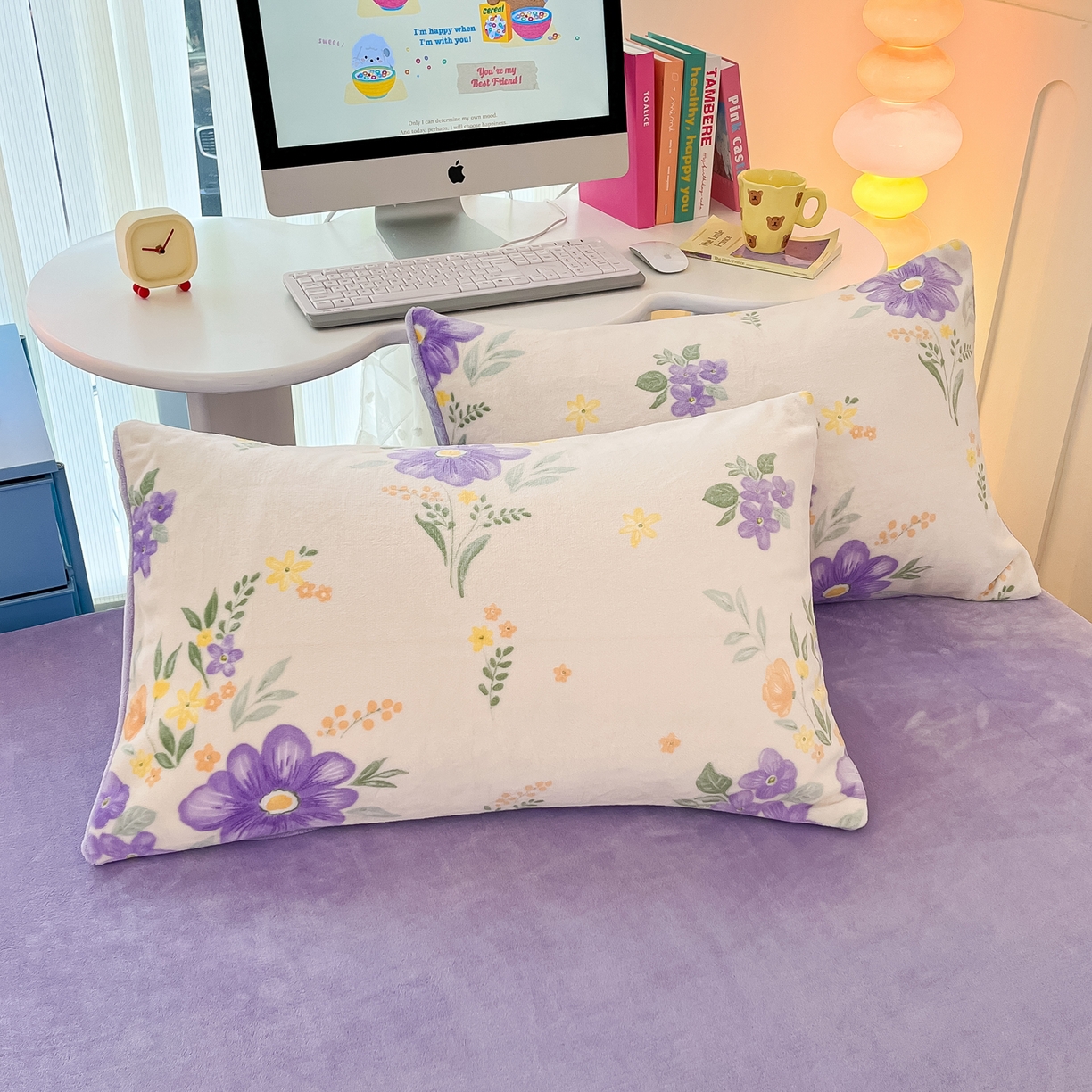 91家纺网 家纺一手货源 找家纺 启发 2025新款高克重小清新牛奶绒印花四件套 娴雅华韵