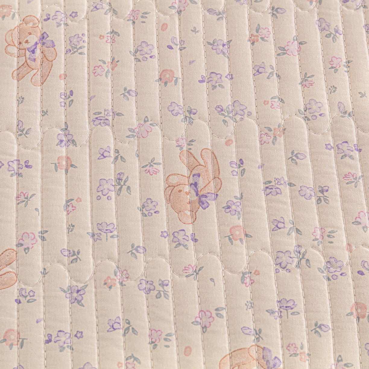 91家纺网 家纺一手货源 找家纺 恒尚居 2025新款A版全棉B版牛奶绒夹棉床褥垫A类四季可用学生床垫-秋冬款三件套系列一 清茶小熊【A纯棉-B牛奶绒】