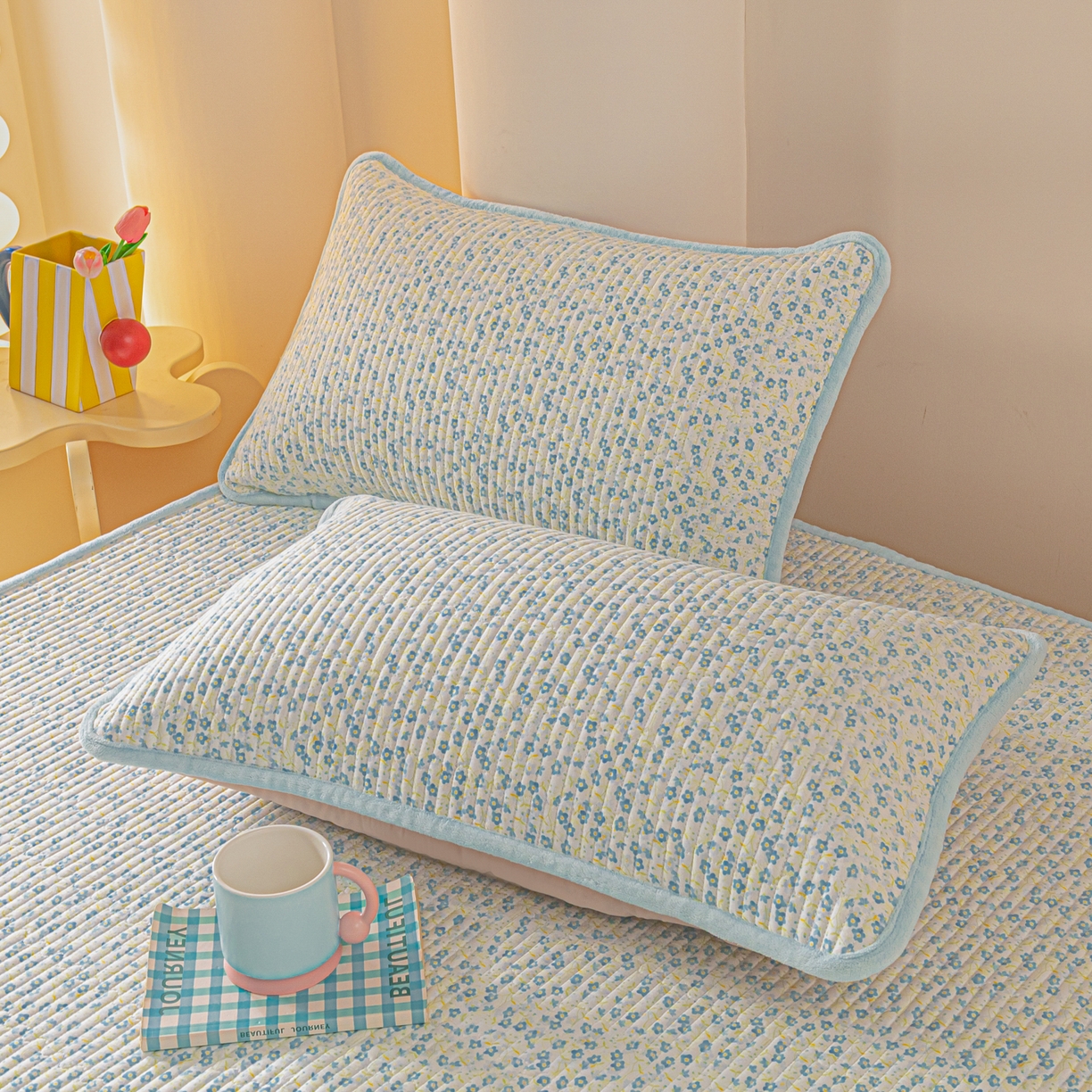 91家纺网 家纺一手货源 找家纺 恒尚居 2025新款A版全棉B版牛奶绒夹棉床褥垫A类四季可用学生床垫-秋冬款三件套系列二 雪兰【A纯棉-B牛奶绒】