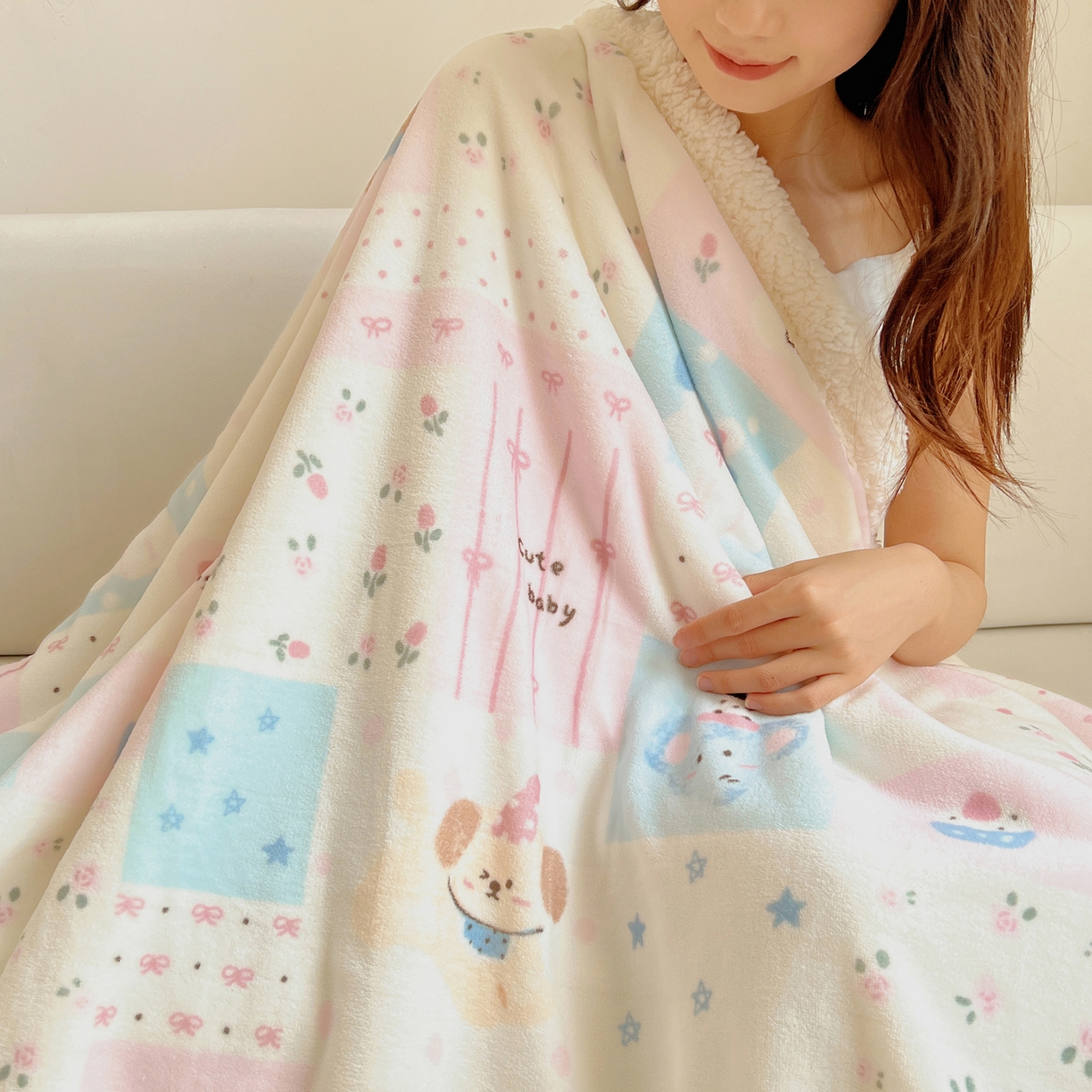 91家纺网 家纺一手货源 找家纺 桃子家居 2025新款A类ins小清新少女可爱奶油猫咪卡通加厚牛奶绒羊羔绒毛毯多功能毛毯 绒毛毯-MT花满屋