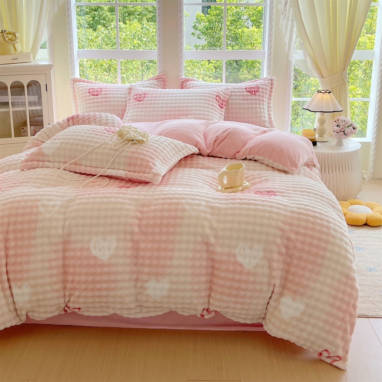 91家纺网 家纺一手货源 找家纺 （总）凯儿家纺 2025新款兔毛牛奶泡泡绒四件套