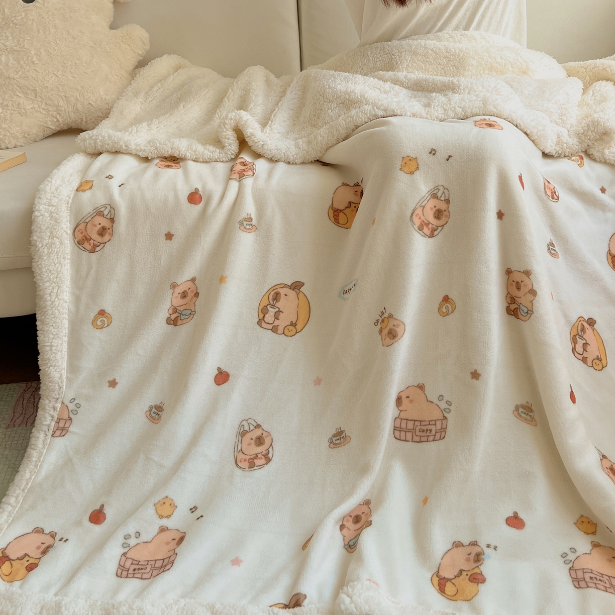 91家纺网 家纺一手货源 找家纺 桃子家居 2025新款A类ins小清新少女可爱奶油猫咪卡通加厚牛奶绒羊羔绒毛毯多功能毛毯 绒毛毯-MT乐乐鼠