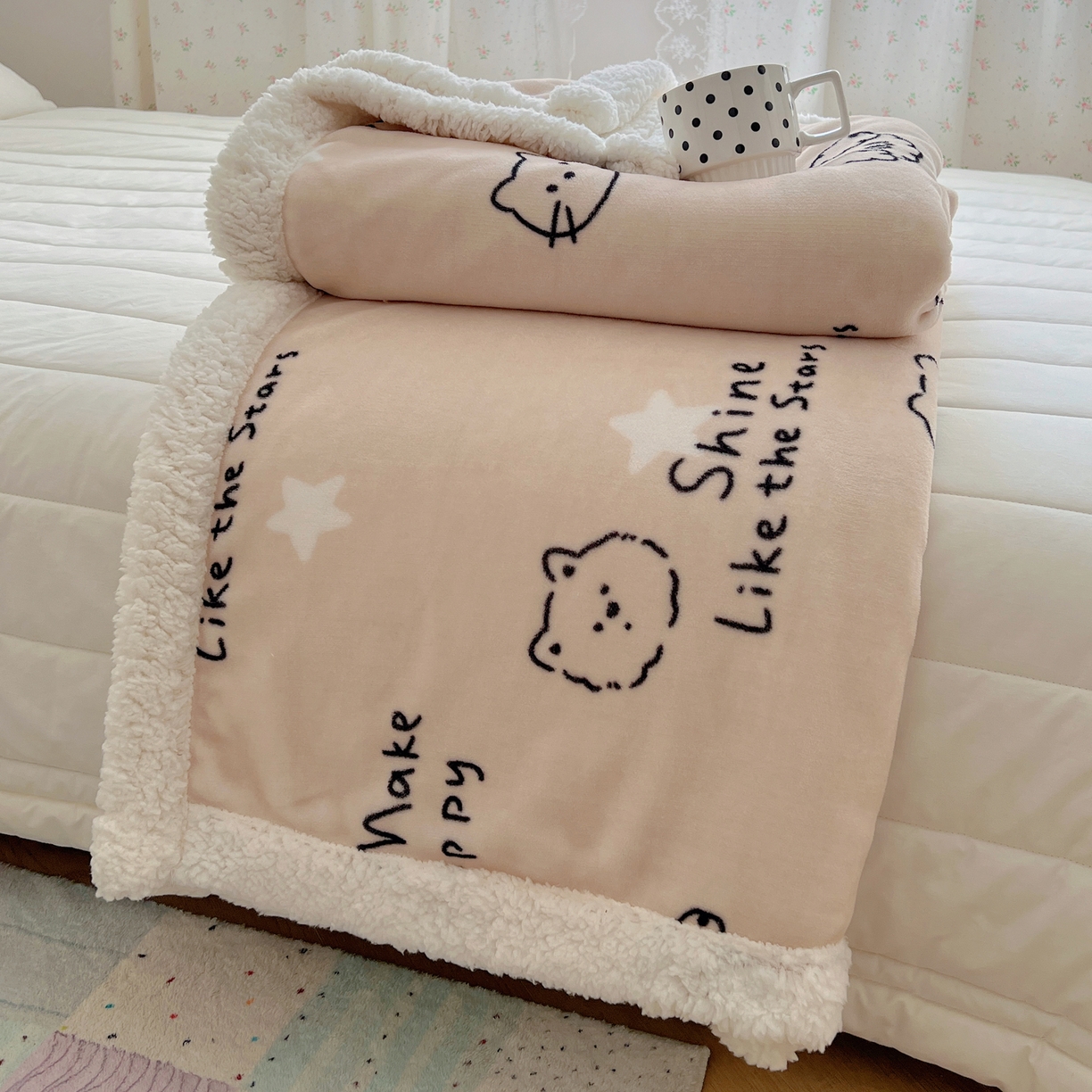 91家纺网 家纺一手货源 找家纺 桃子家居 2025新款A类ins小清新少女可爱奶油猫咪卡通加厚牛奶绒羊羔绒毛毯多功能毛毯 绒毛毯-MT星光萌宠