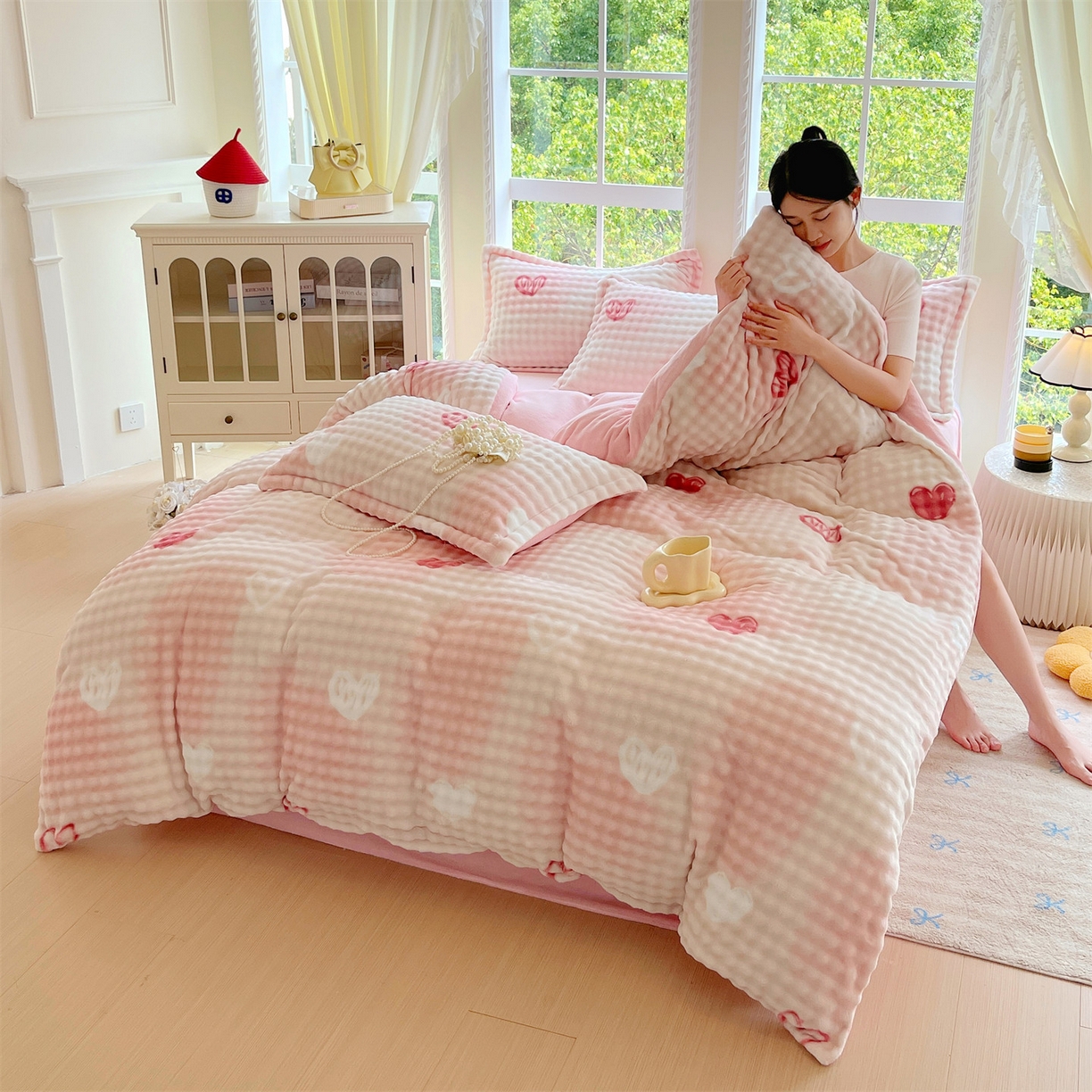 91家纺网 家纺一手货源 找家纺 （总）凯儿家纺 2025新款兔毛牛奶泡泡绒单被套单品被套被套单件