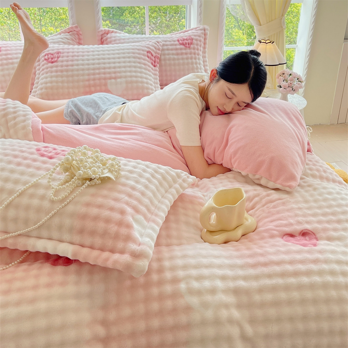 91家纺网 家纺一手货源 找家纺 （总）凯儿家纺 2025新款兔毛牛奶泡泡绒单被套单品被套被套单件