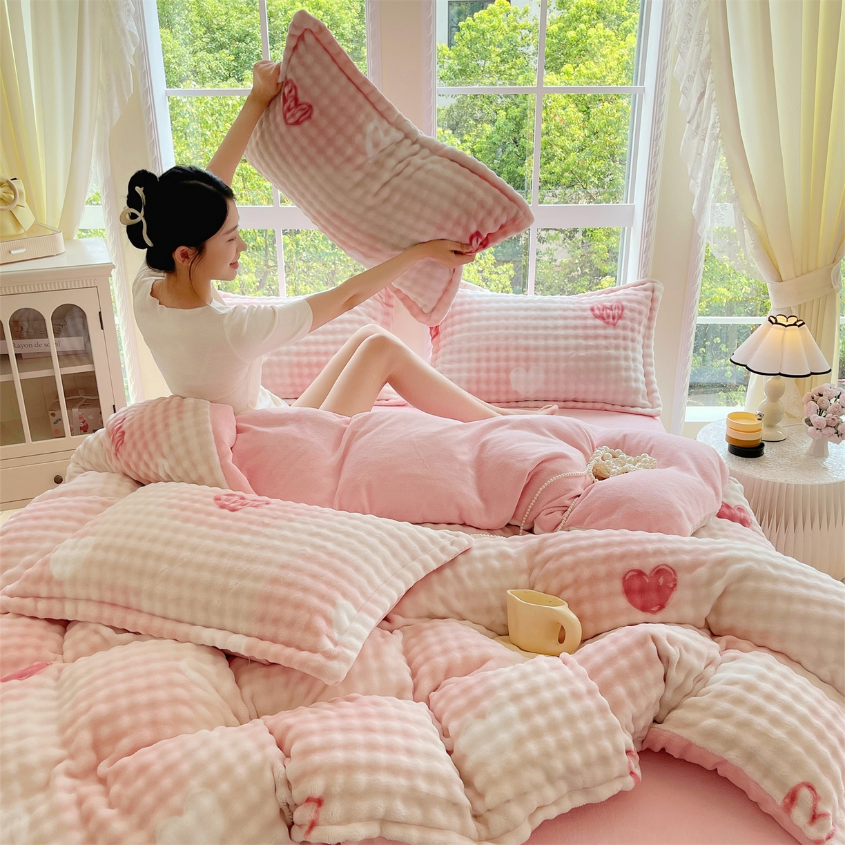 91家纺网 家纺一手货源 找家纺 （总）凯儿家纺 2025新款兔毛牛奶泡泡绒单被套单品被套被套单件