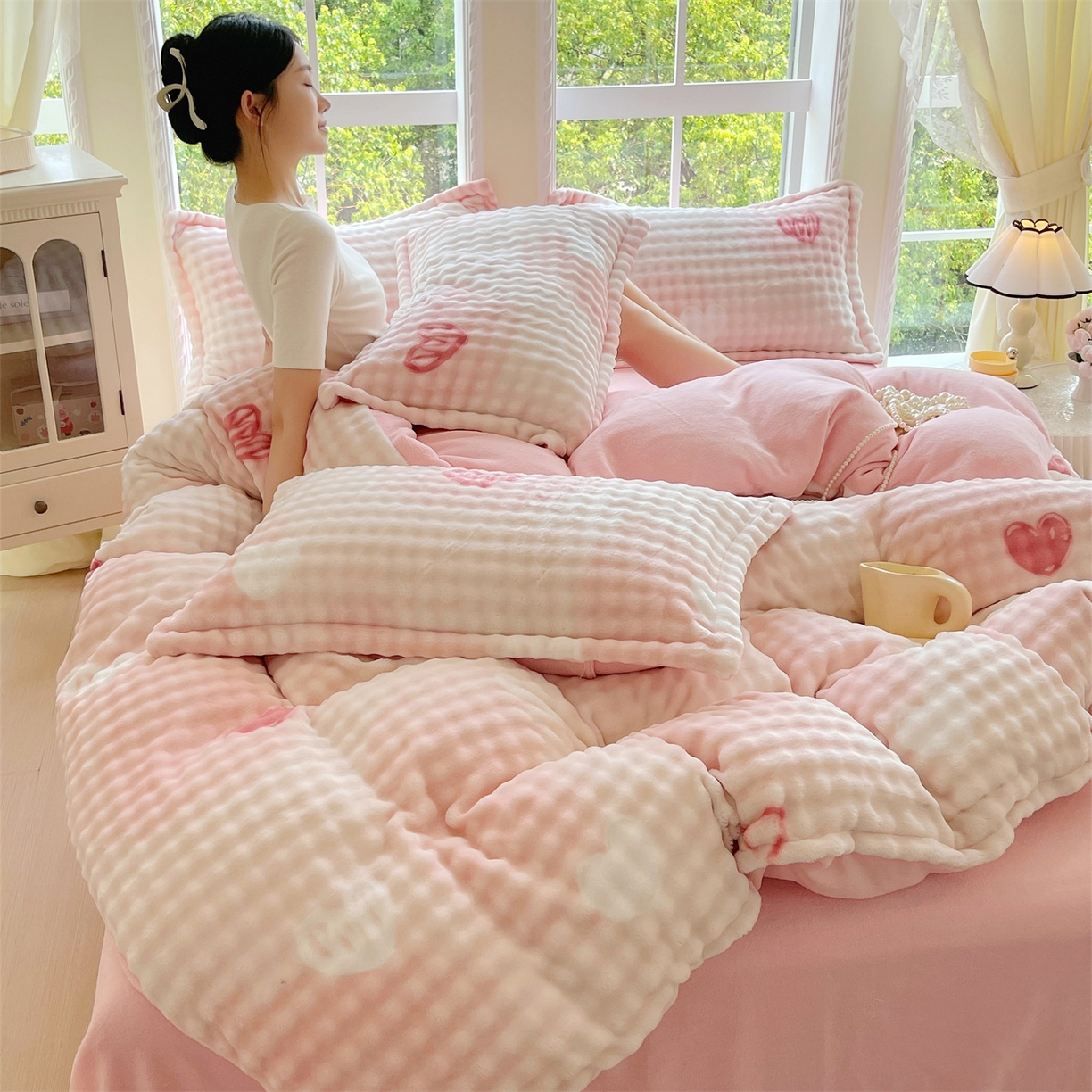 91家纺网 家纺一手货源 找家纺 （总）凯儿家纺 2025新款兔毛牛奶泡泡绒单被套单品被套被套单件