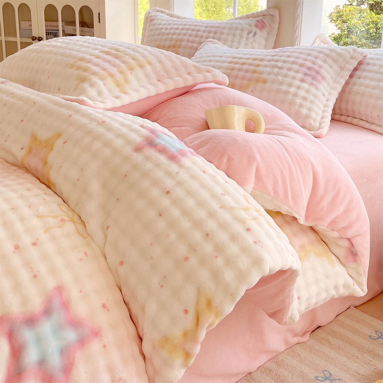 凯儿家纺 2025新款兔毛牛奶泡泡绒单被套单品被套被套单件 星光闪闪