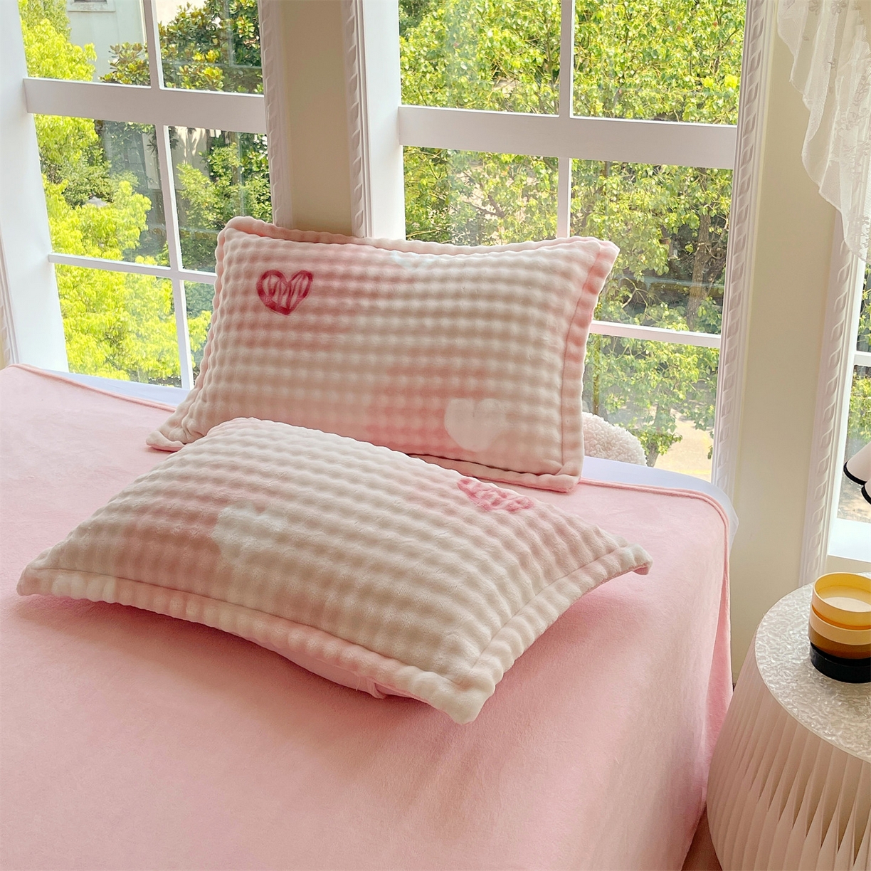 91家纺网 家纺一手货源 找家纺 （总）凯儿家纺 2025新款兔毛牛奶泡泡绒单枕套单品枕套枕套单件