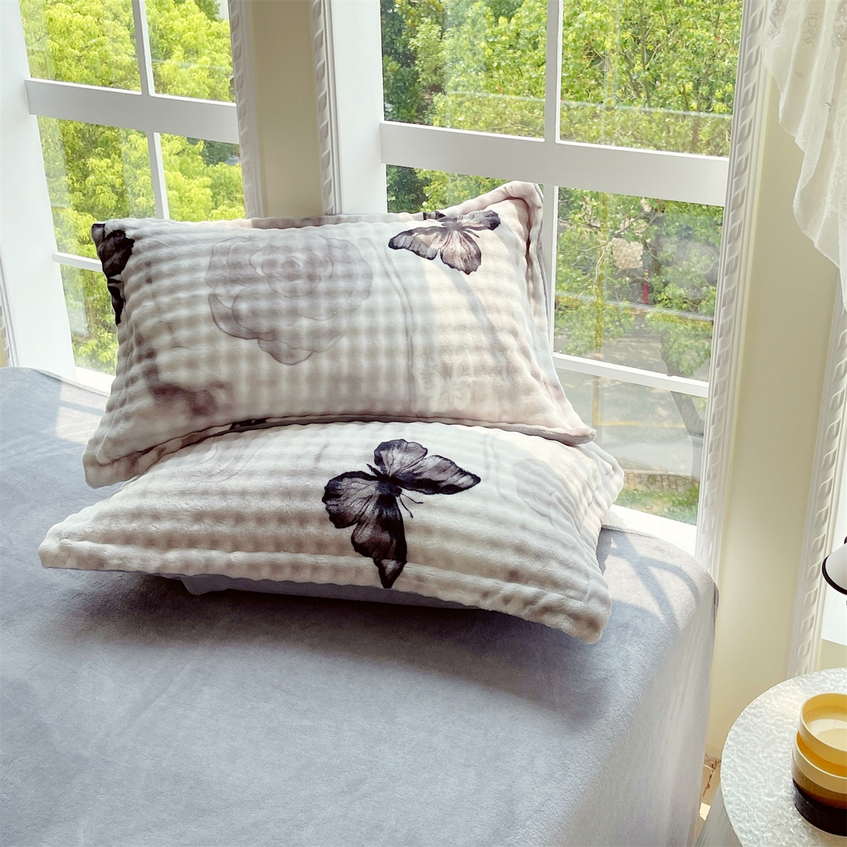 91家纺网 家纺一手货源 找家纺 （总）凯儿家纺 2025新款兔毛牛奶泡泡绒单枕套单品枕套枕套单件