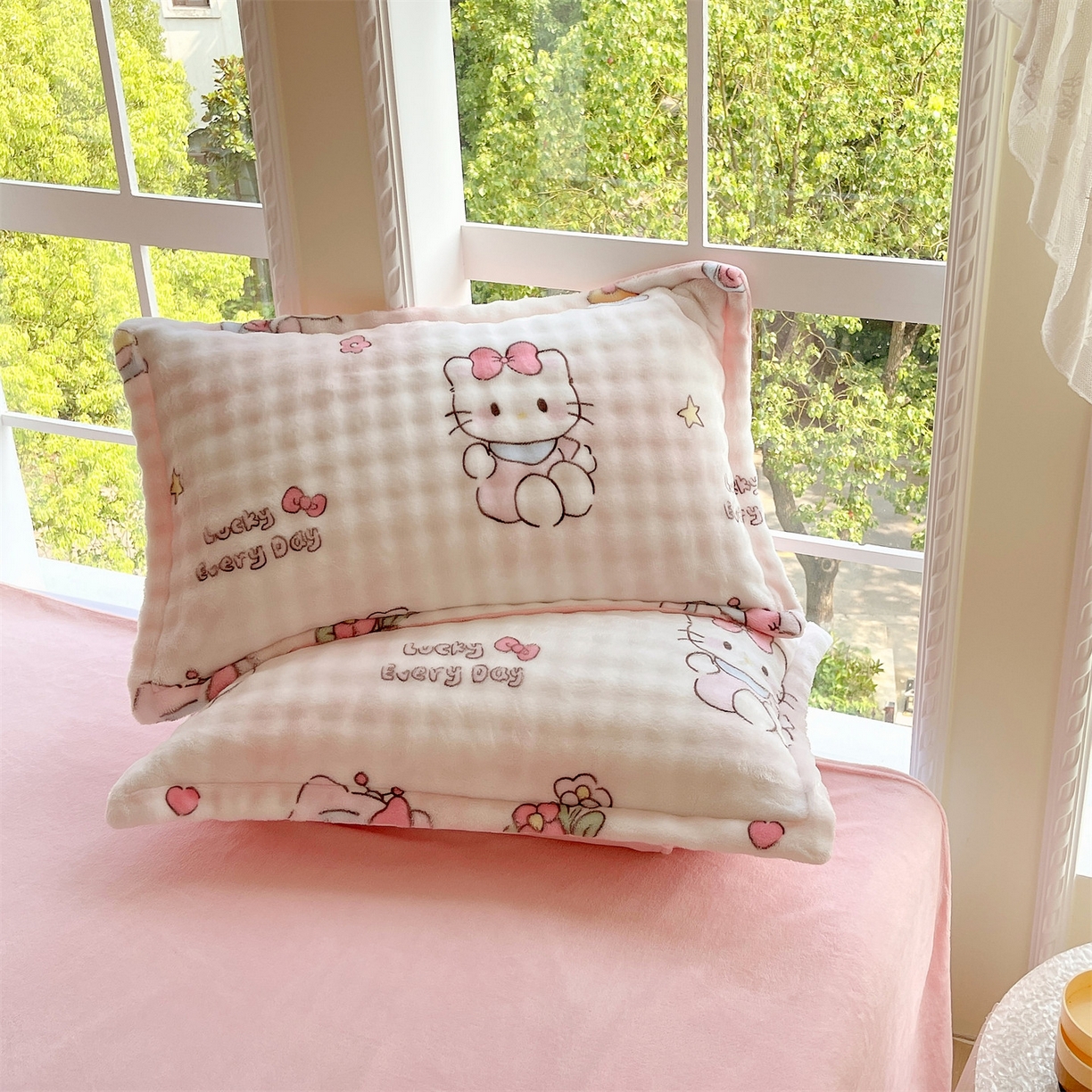 91家纺网 家纺一手货源 找家纺 （总）凯儿家纺 2025新款兔毛牛奶泡泡绒单枕套单品枕套枕套单件