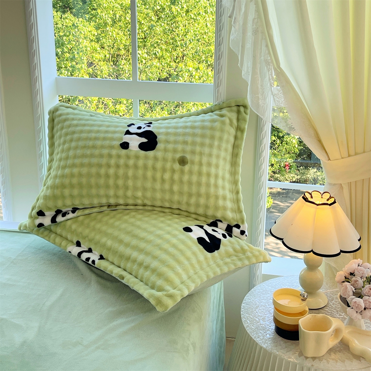 91家纺网 家纺一手货源 找家纺 （总）凯儿家纺 2025新款兔毛牛奶泡泡绒单枕套单品枕套枕套单件