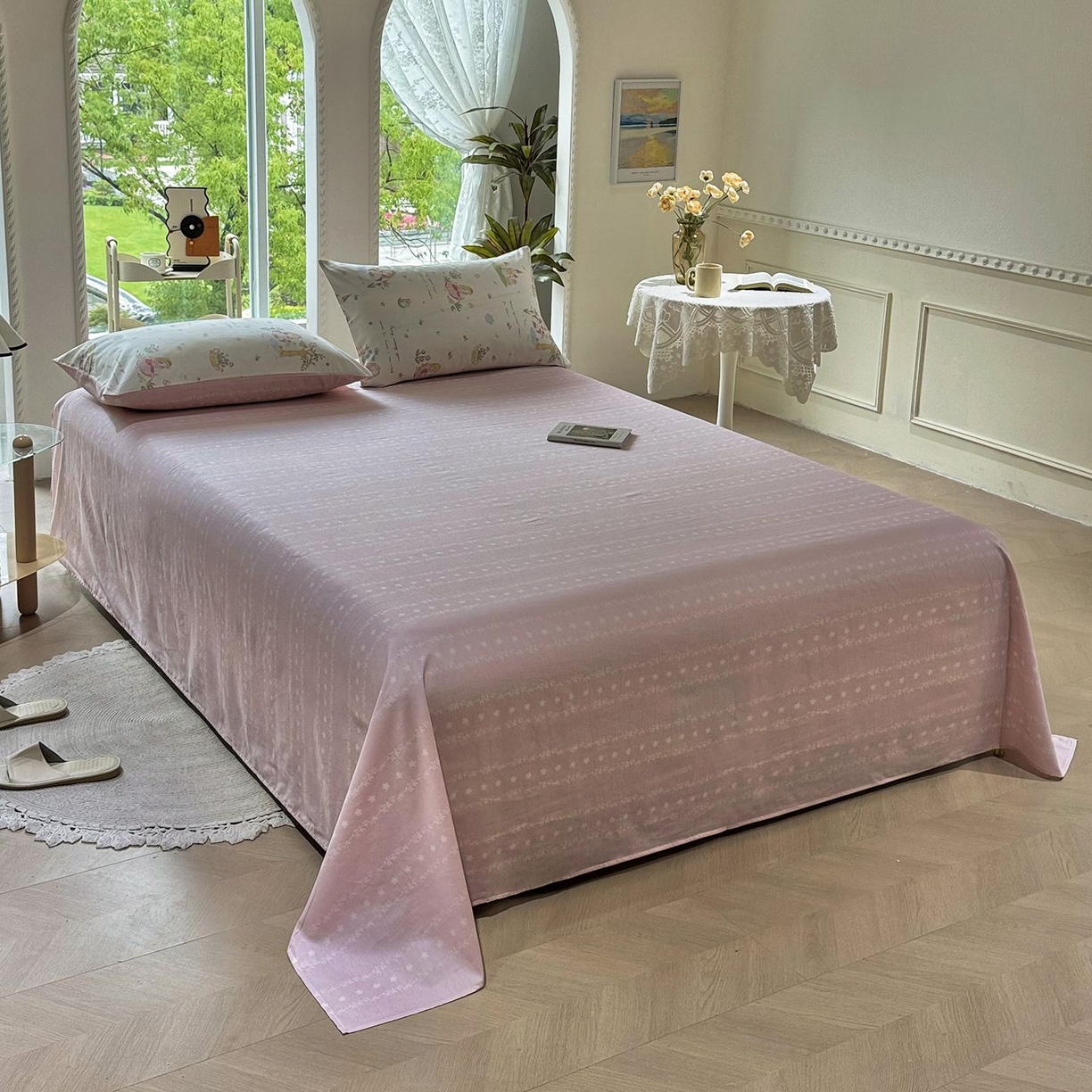 91家纺网 家纺一手货源 找家纺 （总）缦纱 2025新款全棉纯棉小清新喷气13372印花40支纯棉四件套