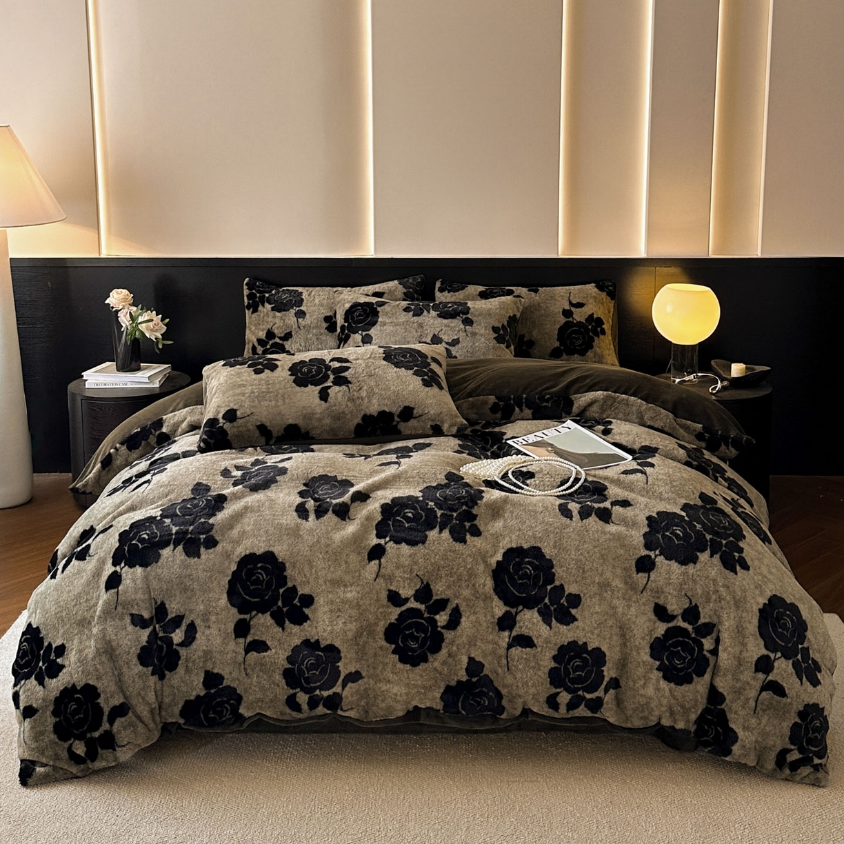 91家纺网 家纺一手货源 找家纺 金阳光家纺 2025新款A类高克重兔毛绒保暖印花牛奶绒四件套 美拉德系列 美拉德-奥黛丽